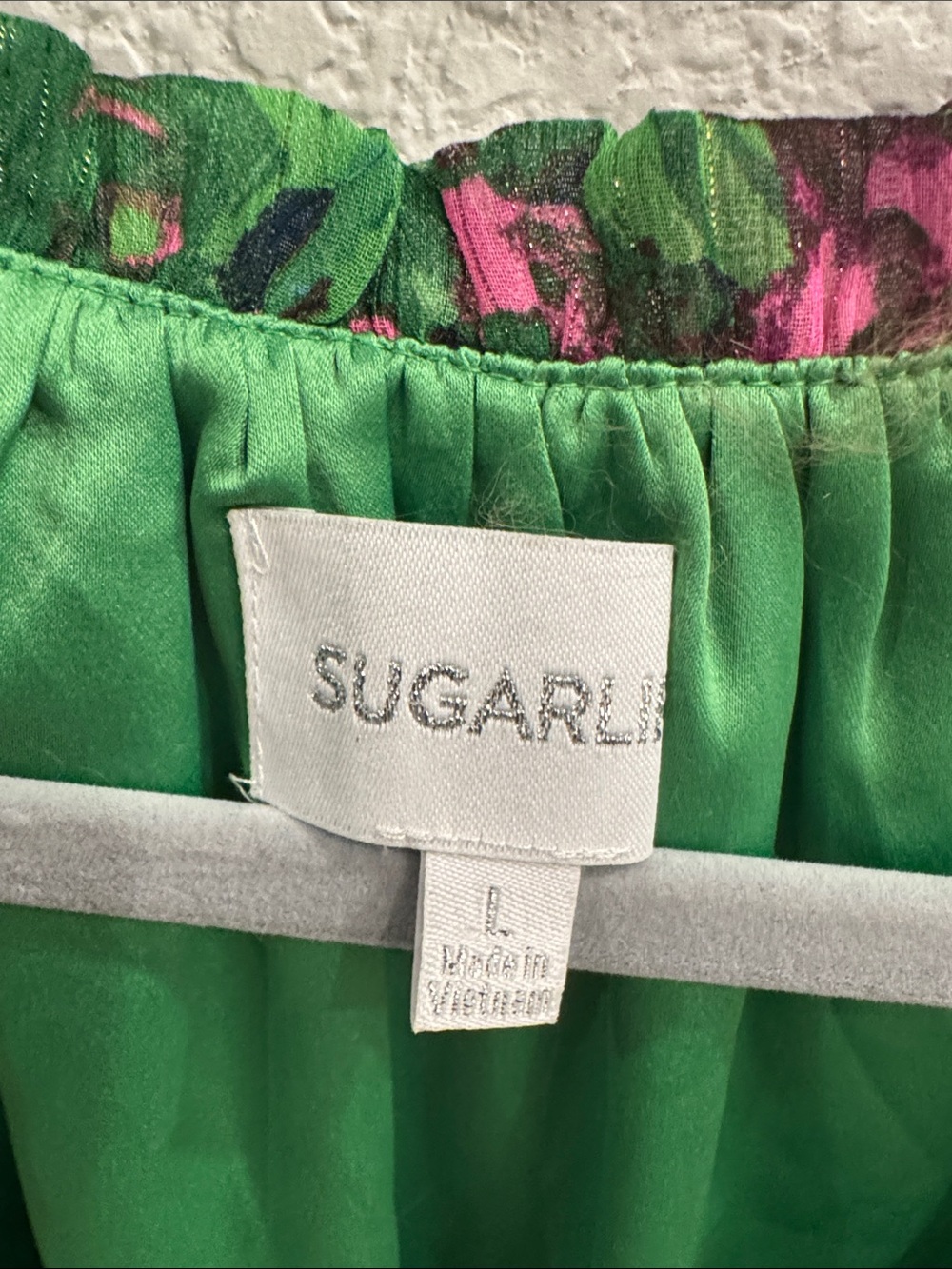 Sugarlips Green Floral Flutter Sleeve Dress with Pink Accents - Picture 2 of 4